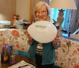 An image of resident Happy during her last sponsored walk for Macmillan Cancer Support